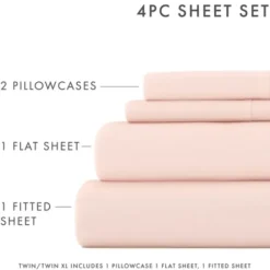 Bed Sheets-Kirkland's Home Blush Ultra Soft 4-Pc. Full Sheet Set Pink