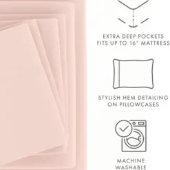 Bed Sheets-Kirkland's Home Blush Ultra Soft 6-Pc. Full Sheet Set Pink