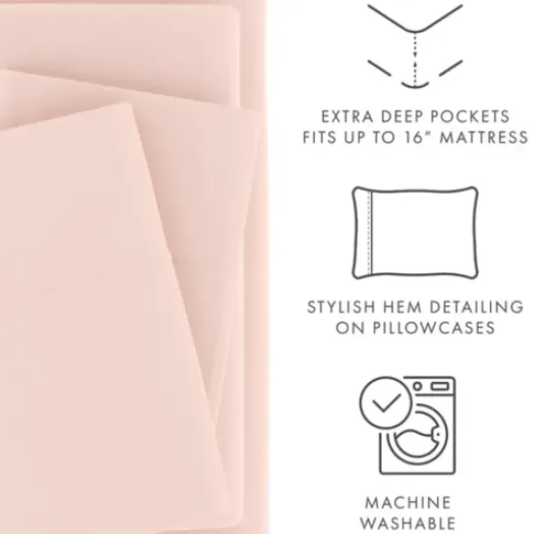 Bed Sheets-Kirkland's Home Blush Ultra Soft 4-Pc. Twin Sheet Set Pink