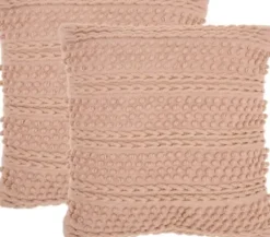 Pillows-Kirkland's Home Blush Woven Stripes Throw Pillows, Set Of 2 Pink