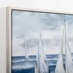 Canvas Art-Kirkland's Home Boats Sail Away Framed Canvas Art Print Blue/White