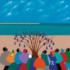 Framed Art-Kirkland's Home Bottle Tree Gullah Islands Framed Canvas Art Print Blue/Tan/Multi