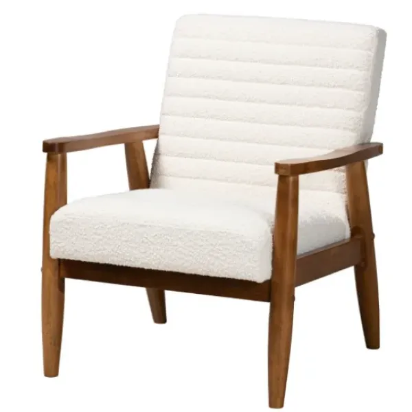 Accent Chairs-Kirkland's Home Boucle & Wood Frame Accent Chair Ivory