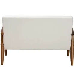 Sofas & Loveseats-Kirkland's Home Boucle & Wood Frame Loveseat Ivory