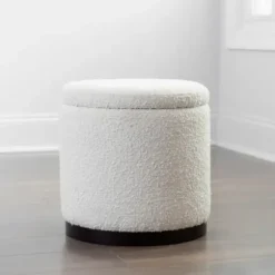 Benches & Ottomans-Kirkland's Home Boucle Storage Ottoman White