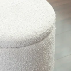 Benches & Ottomans-Kirkland's Home Boucle Storage Ottoman White