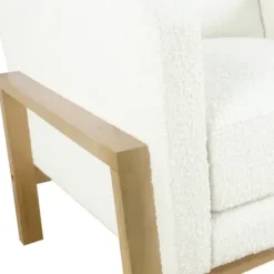 Accent Chairs-Kirkland's Home Boucle Wood Frame Accent Chair White