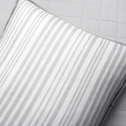 Quilts-Kirkland's Home Box Stitch Cotton King 3-Pc. Quilt Set Gray