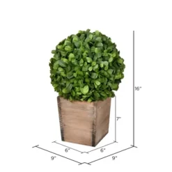 Arrangements & Greenery-Kirkland's Home Boxwood Ball And Wooden Box Arrangement Green