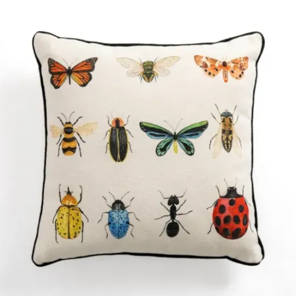 Pillows-Kirkland's Home Brackeen Bugs Pillow Ivory/Multi