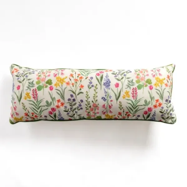 Pillows-Kirkland's Home Brackeen Wildflower Lumbar Pillow Ivory/Multi