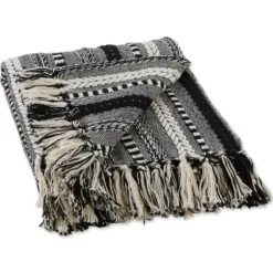 Blankets & Throws-Kirkland's Home Braided Fringe Throw Black