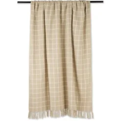 Blankets & Throws-Kirkland's Home Brandy Plaid Fringed Throw Tan