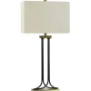 Table Lamps-Kirkland's Home Brass And Black Mid-Century Modern Table Lamp Tan