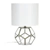 Table Lamps-Kirkland's Home Brass And Glass Octagon Table Lamp White