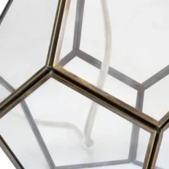 Table Lamps-Kirkland's Home Brass And Glass Octagon Table Lamp White
