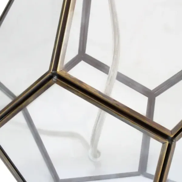 Table Lamps-Kirkland's Home Brass And Glass Octagon Table Lamp White