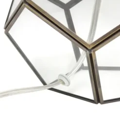 Table Lamps-Kirkland's Home Brass And Glass Octagon Table Lamp White