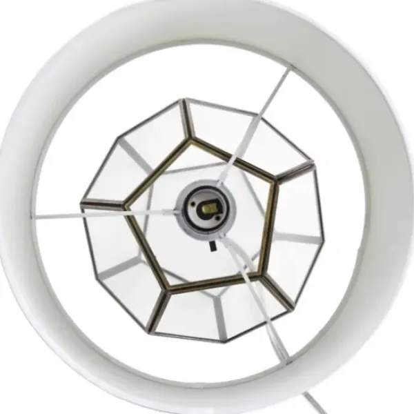 Table Lamps-Kirkland's Home Brass And Glass Octagon Table Lamp White