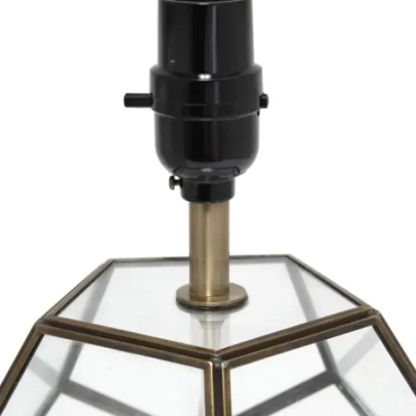Table Lamps-Kirkland's Home Brass And Glass Octagon Table Lamp White