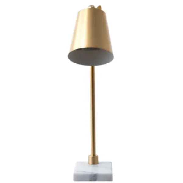 Table Lamps-Kirkland's Home Brass Cone Table Lamp With Marble Base Gold