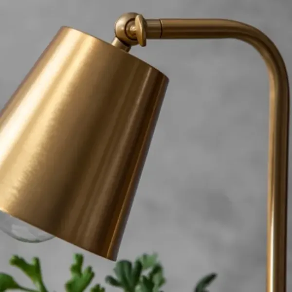 Table Lamps-Kirkland's Home Brass Cone Table Lamp With Marble Base Gold
