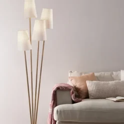 Floor Lamps-Kirkland's Home Brass Enoki 4-Arm Asymmetrical Floor Lamp Gold/Ivory