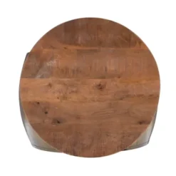 Coffee Tables-Kirkland's Home Brass Hammered Drum Storage Coffee Table Brown
