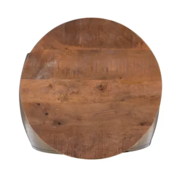Coffee Tables-Kirkland's Home Brass Hammered Drum Storage Coffee Table Brown