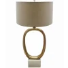 Table Lamps-Kirkland's Home Brass Oval And Marble Base Table Lamp Tan