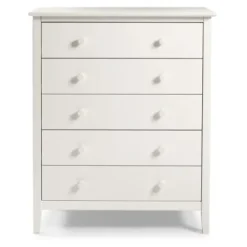 Dressers & Chests-Kirkland's Home Brazilian Pine Wood 5-Drawer Chest White