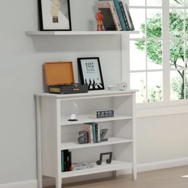 Bookshelves-Kirkland's Home Brazilian Pine Wood Short Bookshelf White