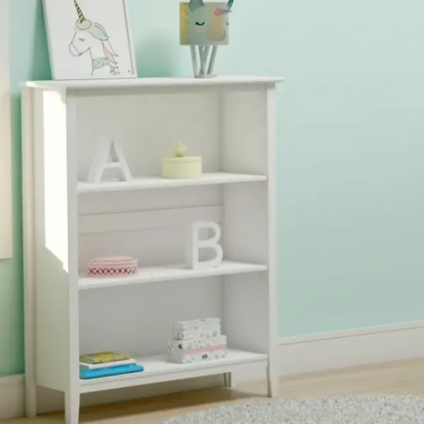 Bookshelves-Kirkland's Home Brazilian Pine Wood 3-Tier Bookshelf White