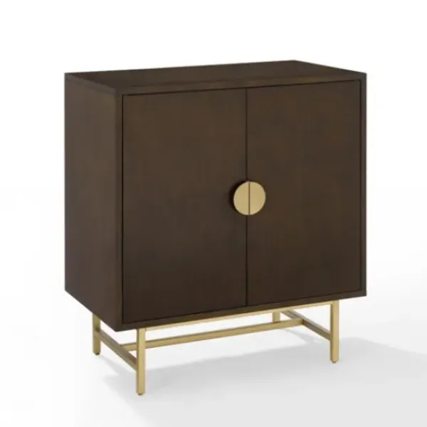Cabinets & Sideboards-Kirkland's Home Brielle Golden Circle Wine Cabinet Brown