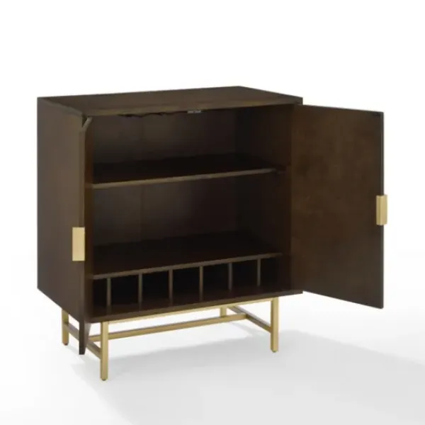 Cabinets & Sideboards-Kirkland's Home Brielle Golden Circle Wine Cabinet Brown