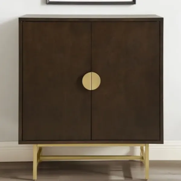 Cabinets & Sideboards-Kirkland's Home Brielle Golden Circle Wine Cabinet Brown