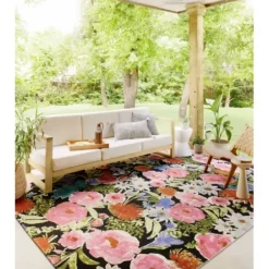 Outdoor Rugs-Kirkland's Home Bright Coral Diamond Outdoor Area Rug, 6X9 Orange