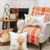 Blankets & Throws-Kirkland's Home Bright Orange Harvest Plaid Throw Orange/White
