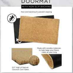Doormats-Kirkland's Home Bright Summer Blossoms Coir Doormat Tan/Pink/Yellow