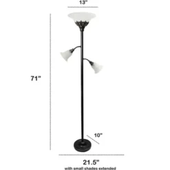 Floor Lamps-Kirkland's Home Bronze And White 3-Scallop Glass Floor Lamp Brown