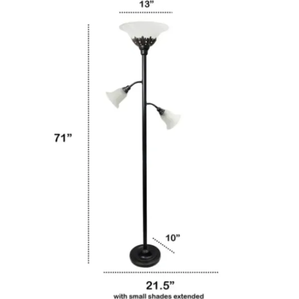 Floor Lamps-Kirkland's Home Bronze And White 3-Scallop Glass Floor Lamp Brown