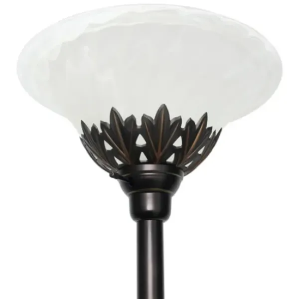 Floor Lamps-Kirkland's Home Bronze And White 3-Scallop Glass Floor Lamp Brown