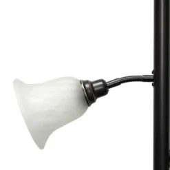 Floor Lamps-Kirkland's Home Bronze And White 3-Scallop Glass Floor Lamp Brown
