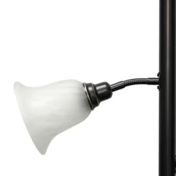 Floor Lamps-Kirkland's Home Bronze And White 3-Scallop Glass Floor Lamp Brown
