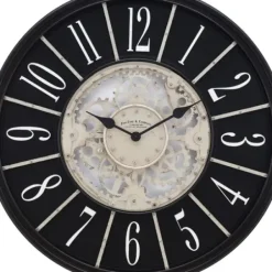 Clocks-Kirkland's Home Bronze Frame Montevello Gears Wall Clock Ivory