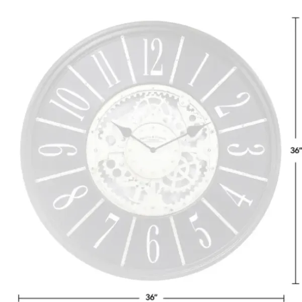 Clocks-Kirkland's Home Bronze Frame Montevello Gears Wall Clock Ivory