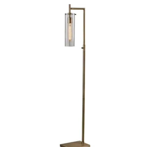Floor Lamps-Kirkland's Home Bronze Glass Cylinder Shade Floor Lamp Clear