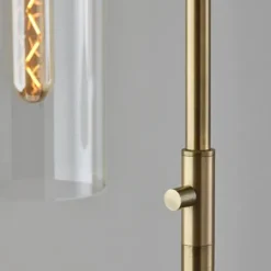Floor Lamps-Kirkland's Home Bronze Glass Cylinder Shade Floor Lamp Clear