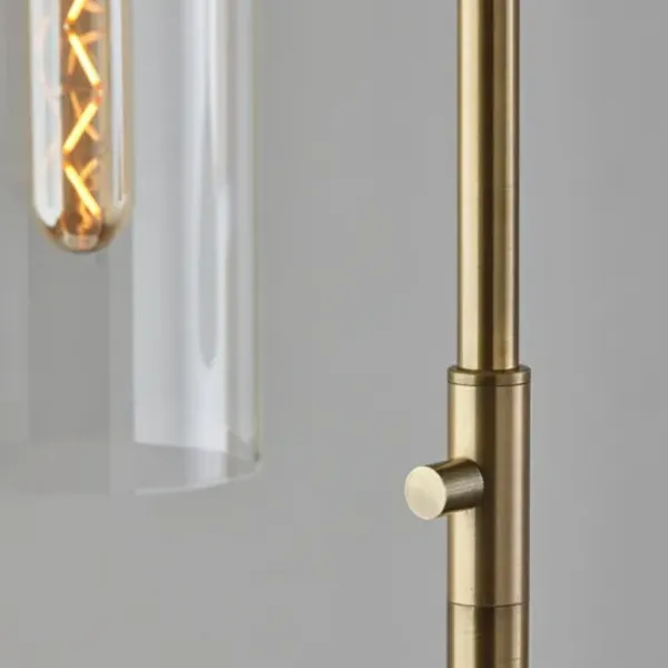 Floor Lamps-Kirkland's Home Bronze Glass Cylinder Shade Floor Lamp Clear