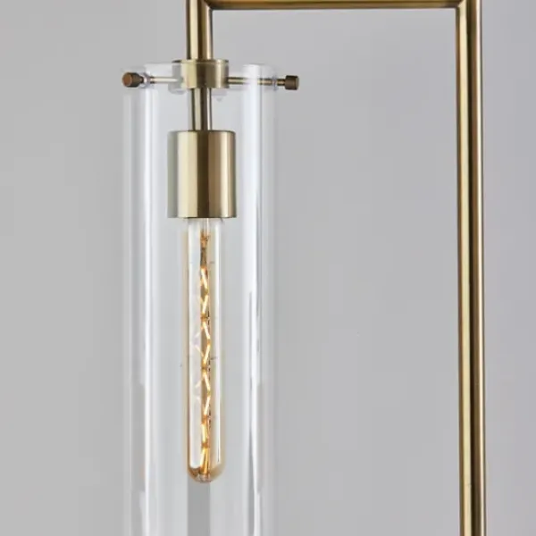 Floor Lamps-Kirkland's Home Bronze Glass Cylinder Shade Floor Lamp Clear